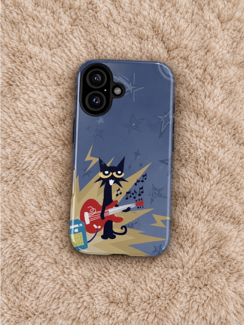 Peter Cat Play Guitar Phone Case - Blue Tough Phone Case